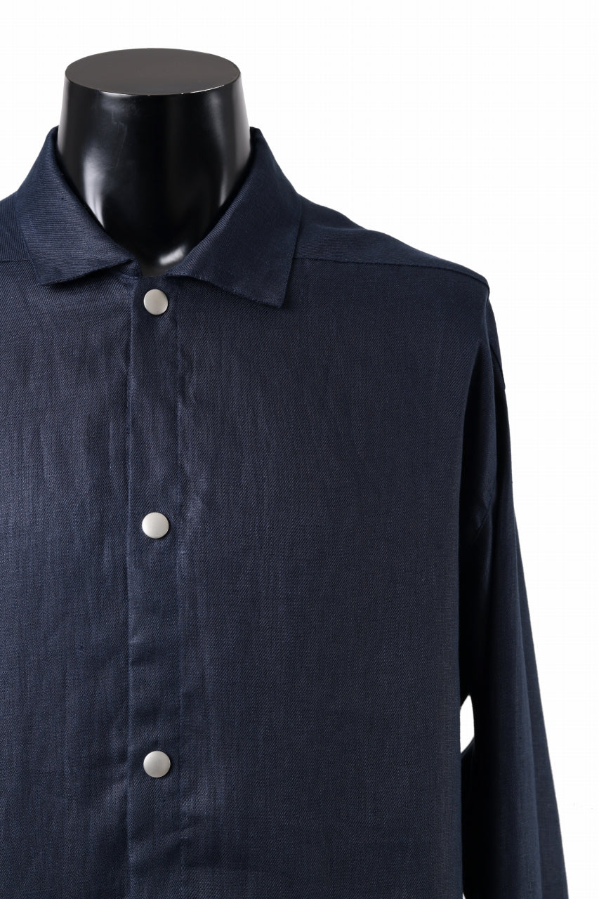 A.F ARTEFACT SNAPPED OVER SHIRT / LINEN TWILL (NAVY) - Image 5