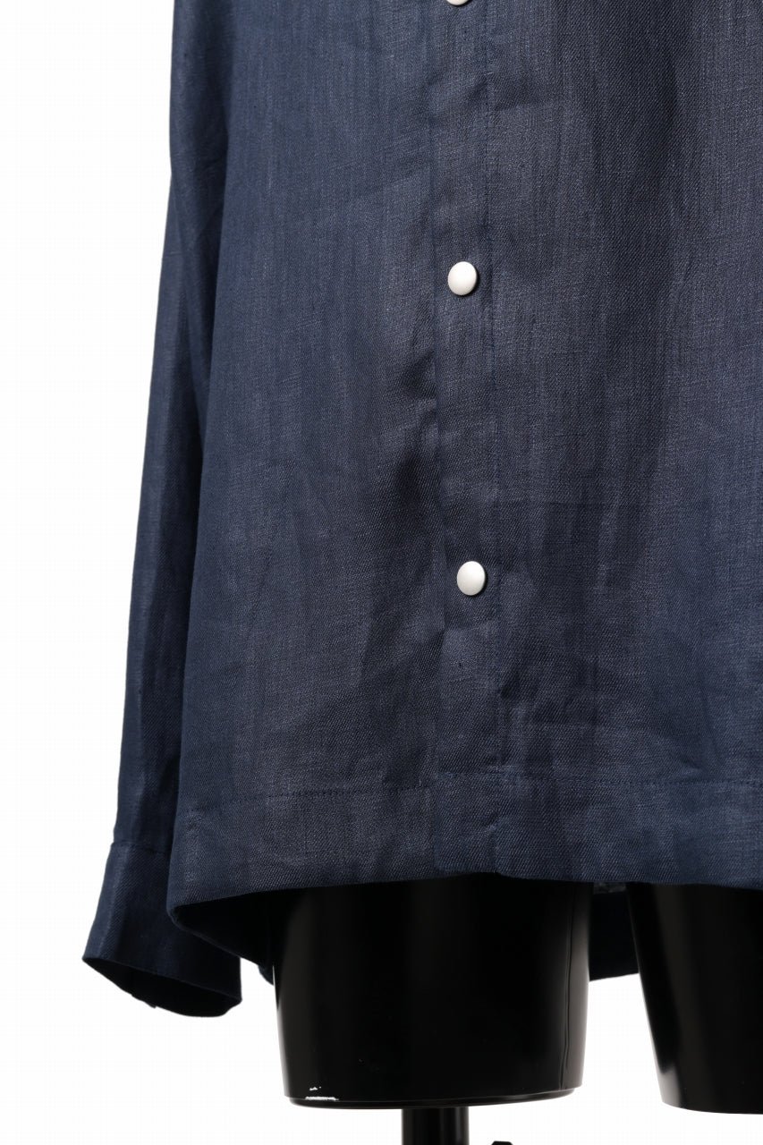 A.F ARTEFACT SNAPPED OVER SHIRT / LINEN TWILL (NAVY) - Image 7