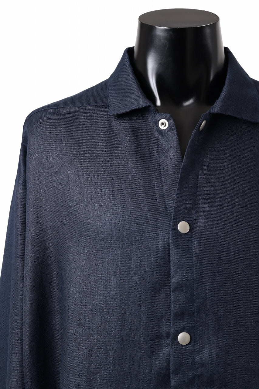 A.F ARTEFACT SNAPPED OVER SHIRT / LINEN TWILL (NAVY) - Image 9