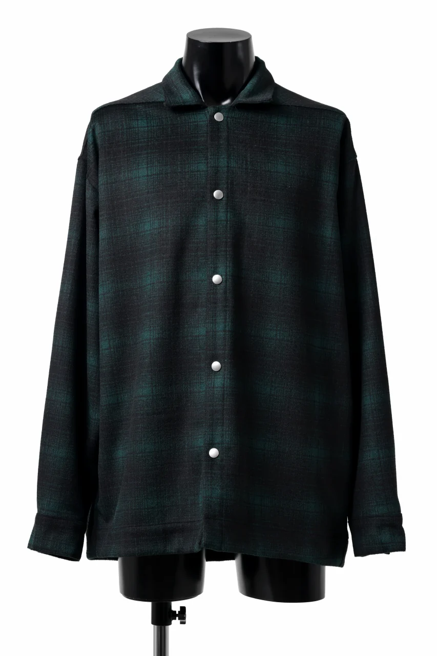 A.F ARTEFACT SNAPPED OVER SHIRT / OMBRE FLANNEL (BLACK x KHAKI)