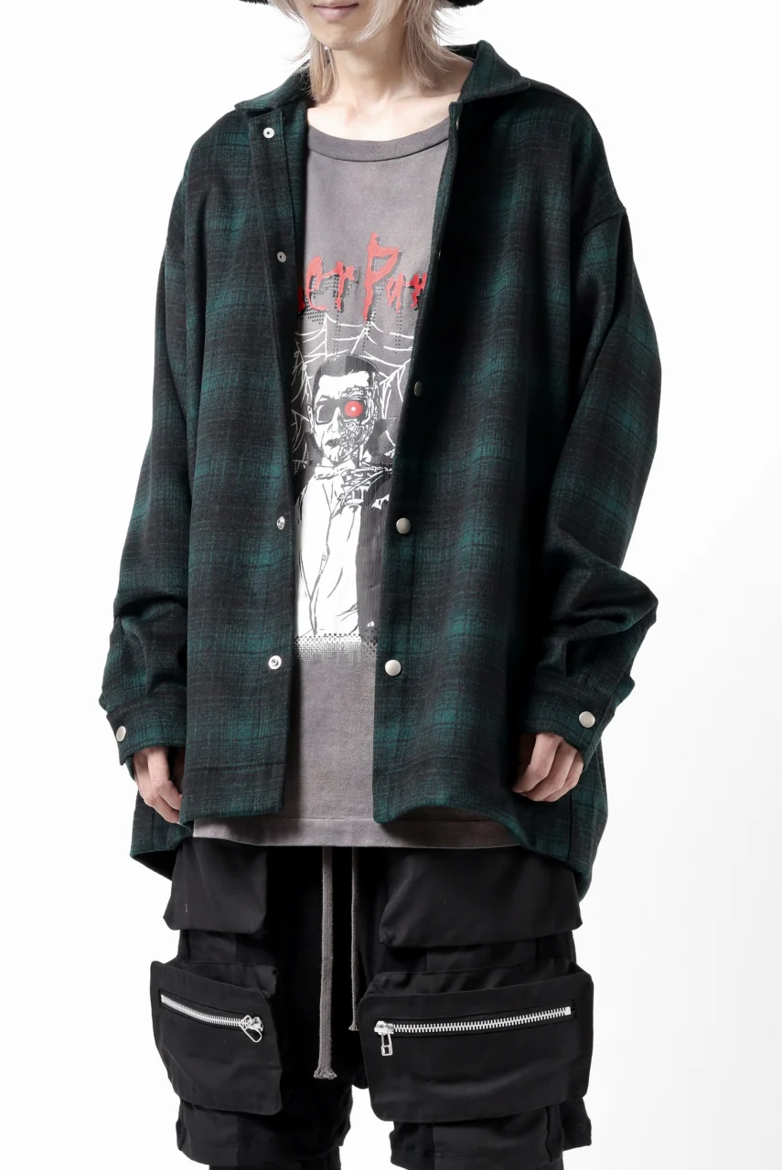 A.F ARTEFACT SNAPPED OVER SHIRT / OMBRE FLANNEL (BLACK x KHAKI) - Image 10