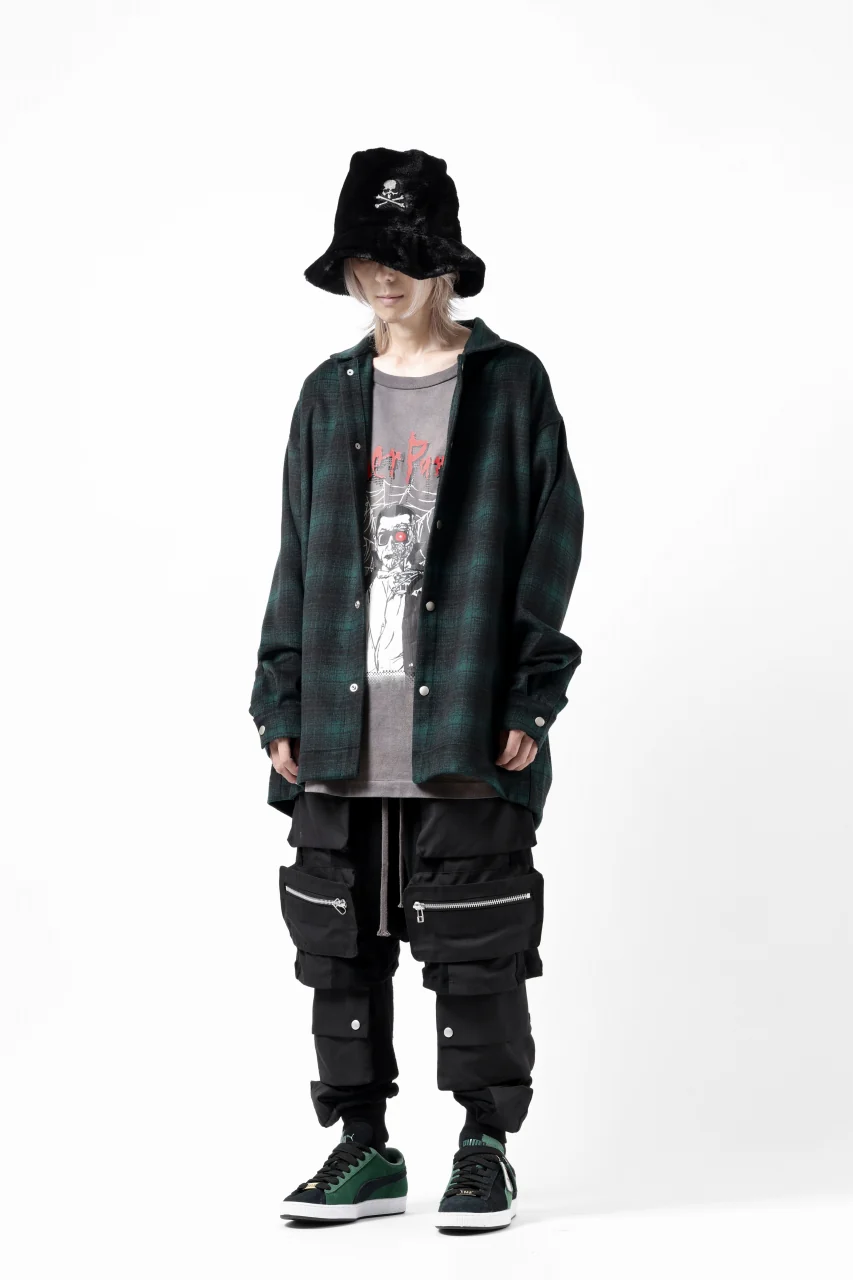 A.F ARTEFACT SNAPPED OVER SHIRT / OMBRE FLANNEL (BLACK x KHAKI) - Image 12