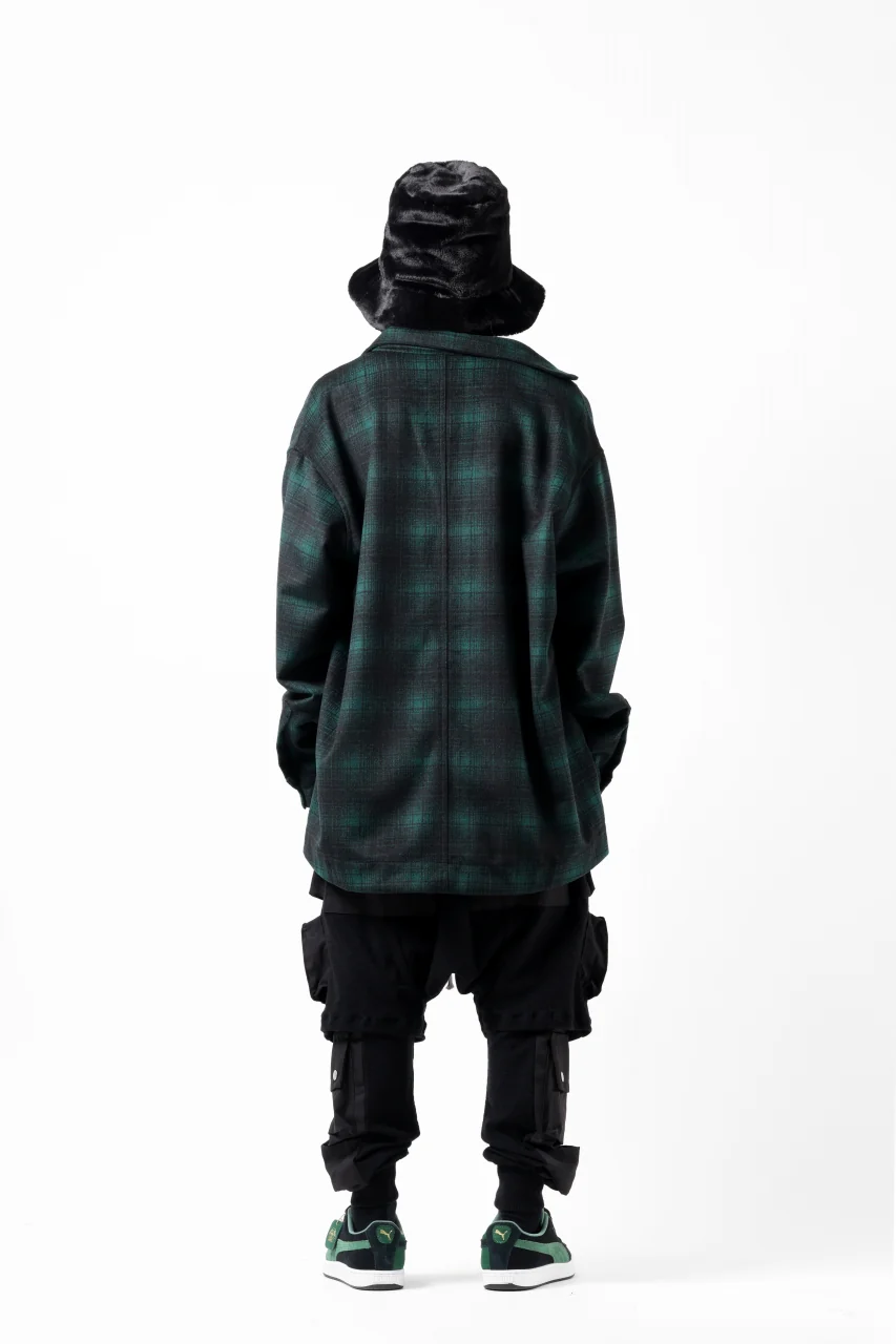 A.F ARTEFACT SNAPPED OVER SHIRT / OMBRE FLANNEL (BLACK x KHAKI) - Image 13