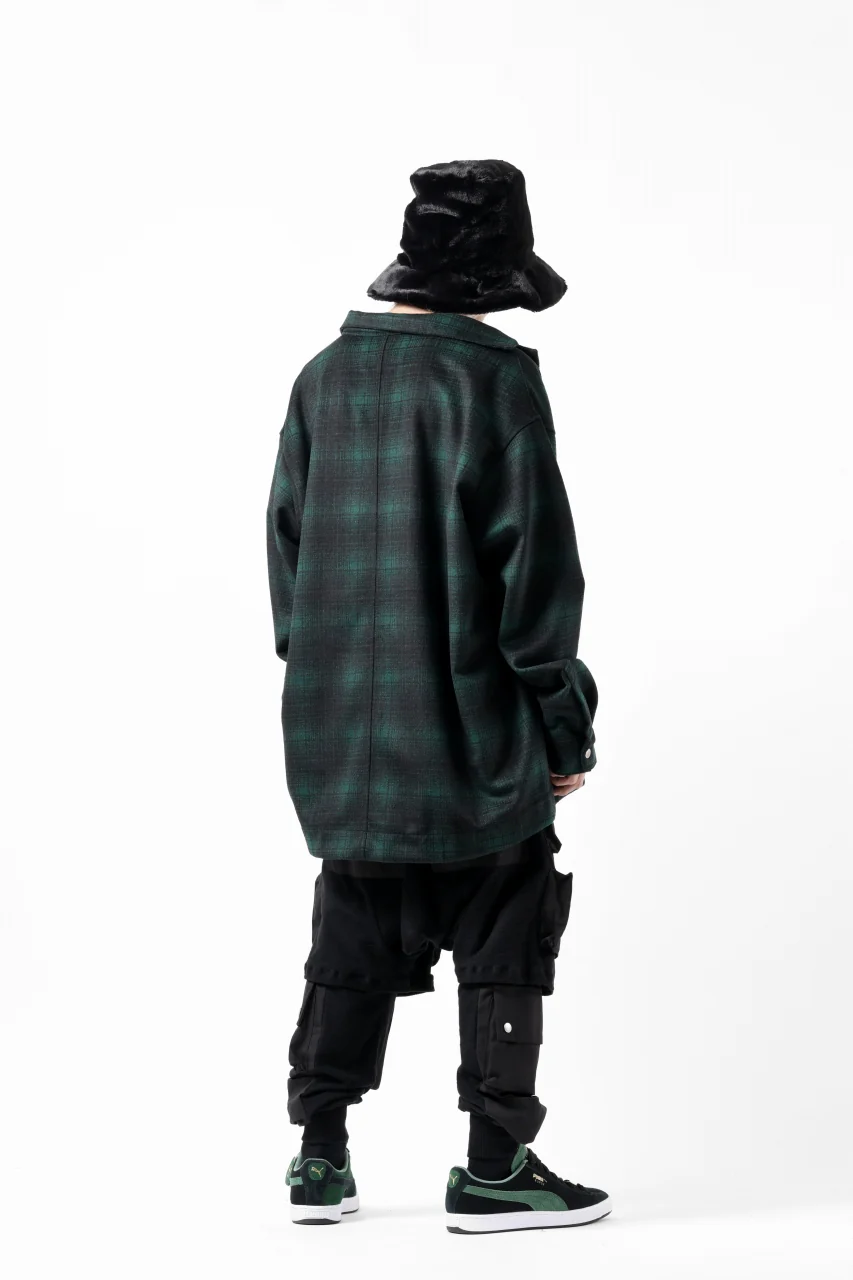 A.F ARTEFACT SNAPPED OVER SHIRT / OMBRE FLANNEL (BLACK x KHAKI) - Image 16