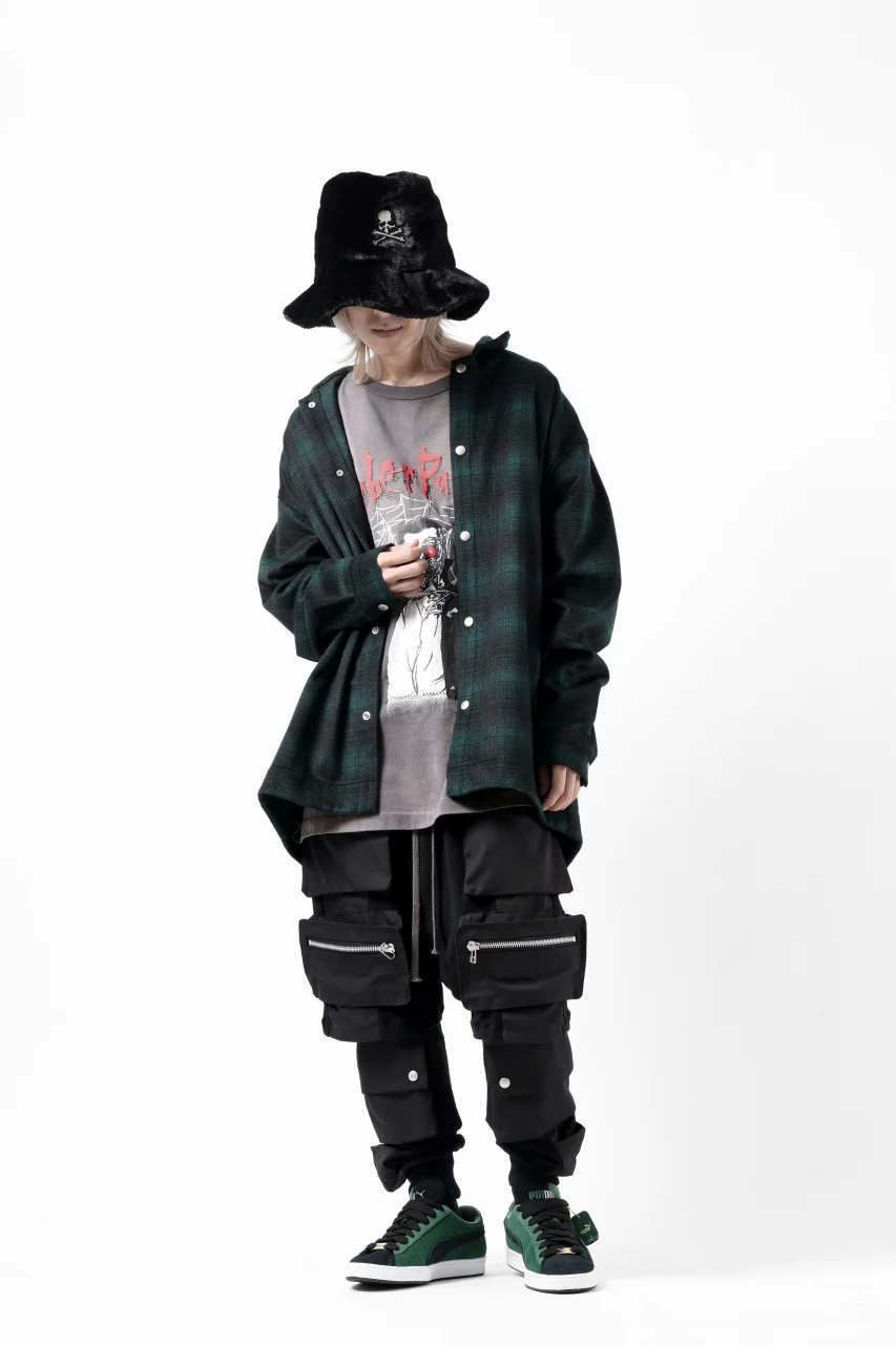 A.F ARTEFACT SNAPPED OVER SHIRT / OMBRE FLANNEL (BLACK x KHAKI) - Image 18