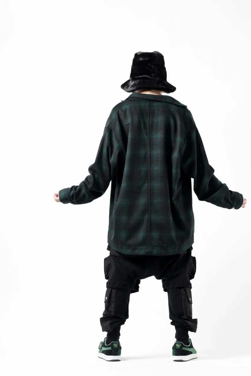 A.F ARTEFACT SNAPPED OVER SHIRT / OMBRE FLANNEL (BLACK x KHAKI) - Image 21