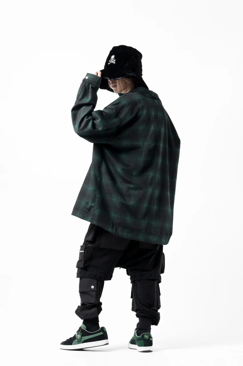A.F ARTEFACT SNAPPED OVER SHIRT / OMBRE FLANNEL (BLACK x KHAKI) - Image 22