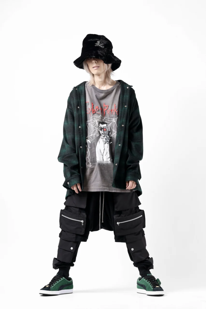 A.F ARTEFACT SNAPPED OVER SHIRT / OMBRE FLANNEL (BLACK x KHAKI) - Image 24