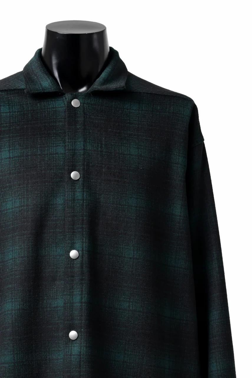 A.F ARTEFACT SNAPPED OVER SHIRT / OMBRE FLANNEL (BLACK x KHAKI) - Image 3