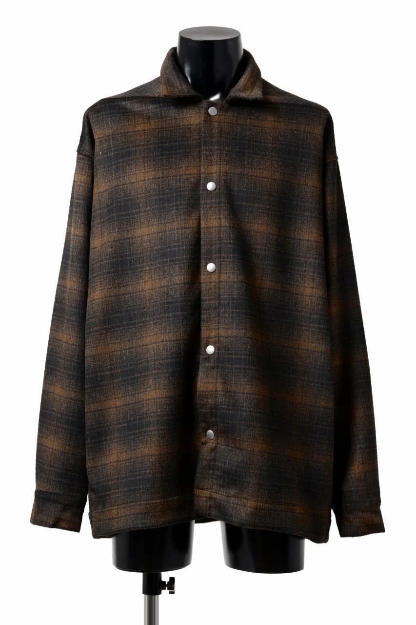 A.F ARTEFACT SNAPPED OVER SHIRT / OMBRE FLANNEL (BLACK x ORANGE)