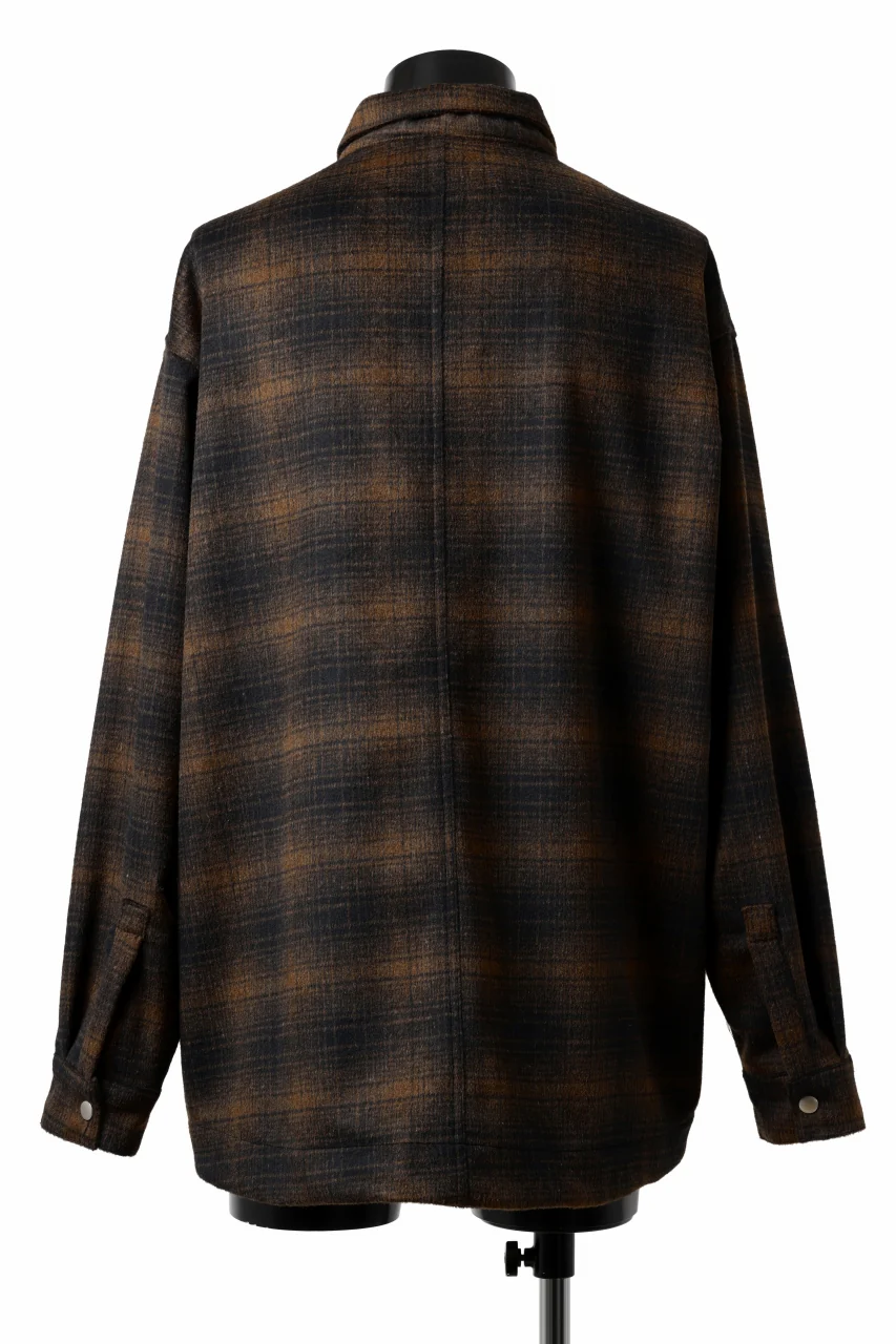 A.F ARTEFACT SNAPPED OVER SHIRT / OMBRE FLANNEL (BLACK x ORANGE) - Image 2