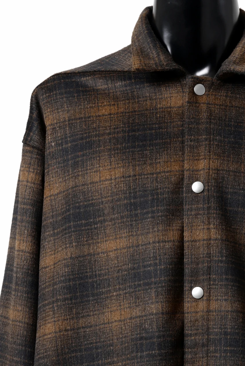 A.F ARTEFACT SNAPPED OVER SHIRT / OMBRE FLANNEL (BLACK x ORANGE) - Image 5