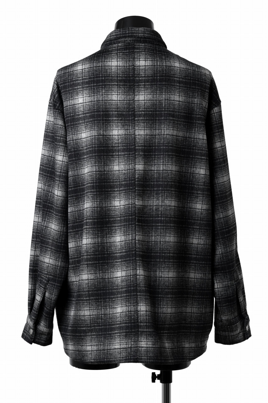 A.F ARTEFACT SNAPPED OVER SHIRT / OMBRE FLANNEL (BLACK x WHITE) - Image 2