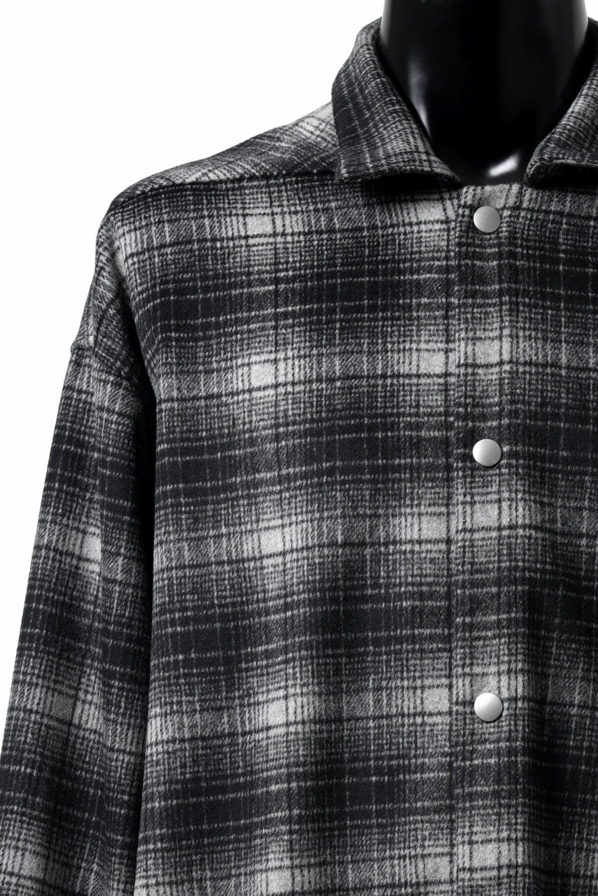 A.F ARTEFACT SNAPPED OVER SHIRT / OMBRE FLANNEL (BLACK x WHITE) - Image 5