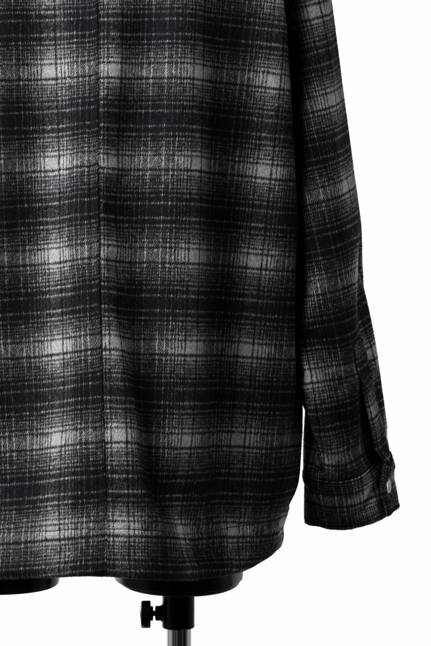A.F ARTEFACT SNAPPED OVER SHIRT / OMBRE FLANNEL (BLACK x WHITE) - Image 6