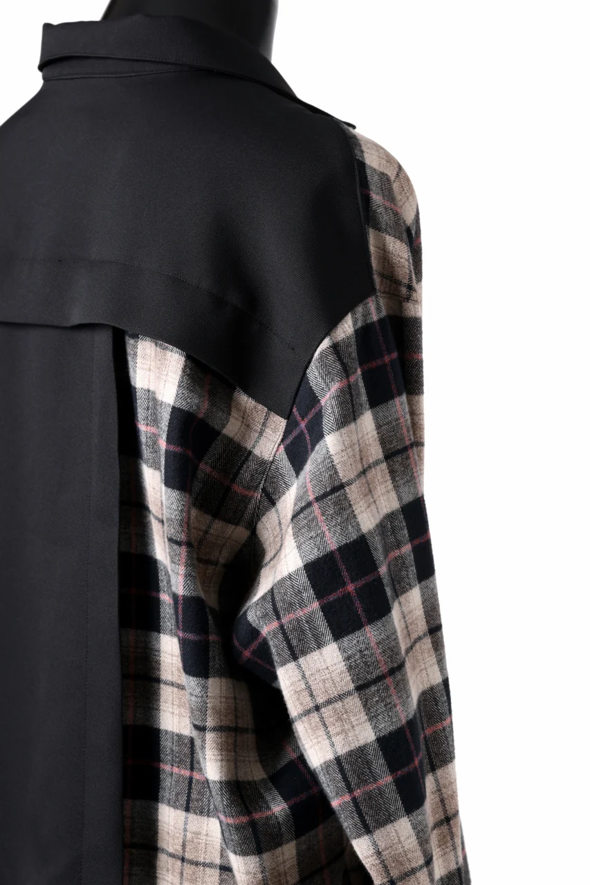 A.F ARTEFACT SNAPPED PANEL SWITCHING SHIRT (BLACK x KHAKI) - Image 13