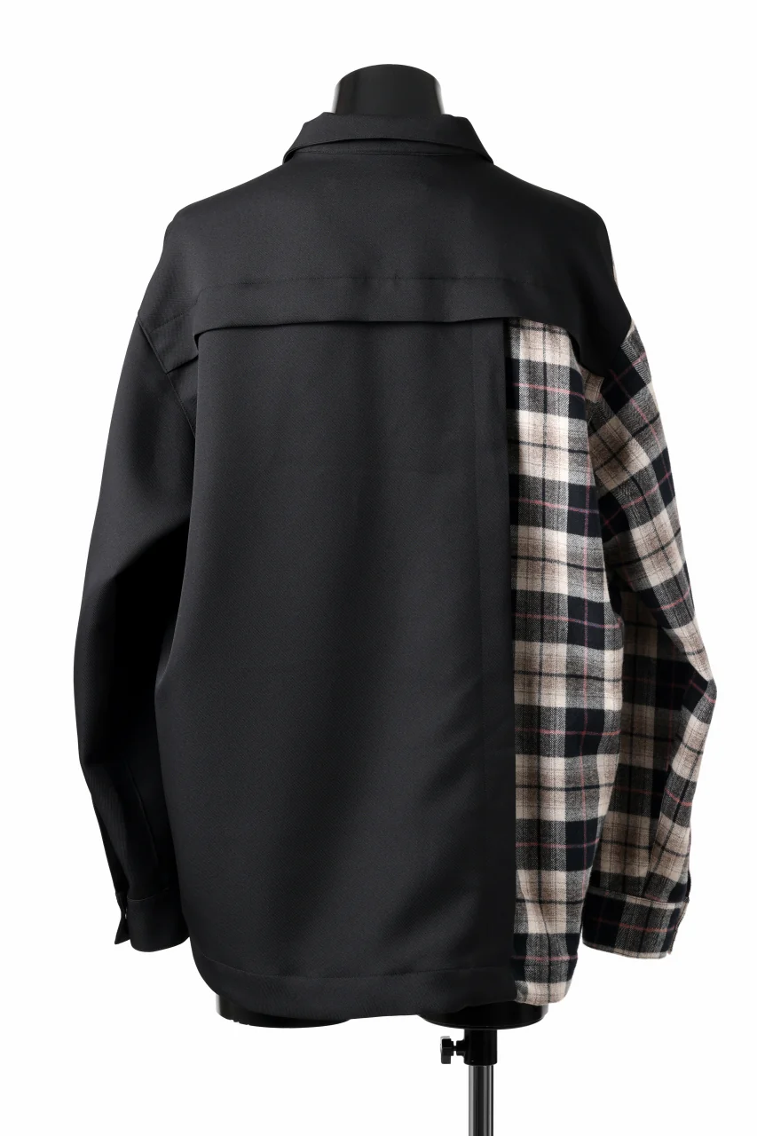 A.F ARTEFACT SNAPPED PANEL SWITCHING SHIRT (BLACK x KHAKI) - Image 5
