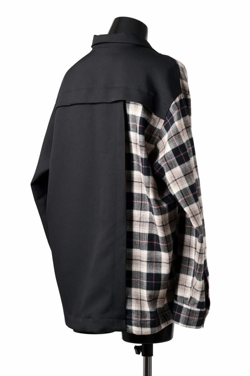 A.F ARTEFACT SNAPPED PANEL SWITCHING SHIRT (BLACK x KHAKI) - Image 6
