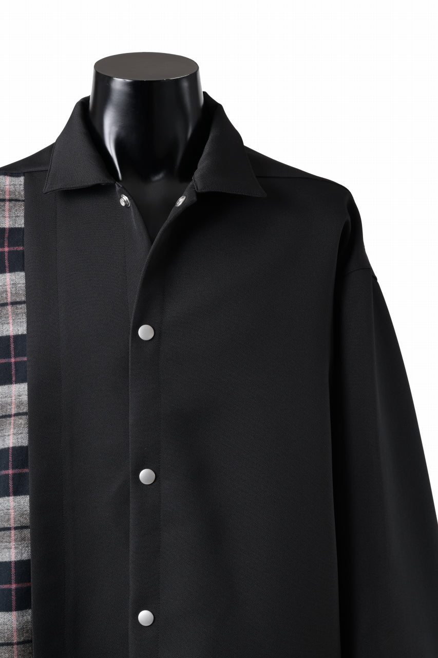 A.F ARTEFACT SNAPPED PANEL SWITCHING SHIRT (BLACK x KHAKI) - Image 7