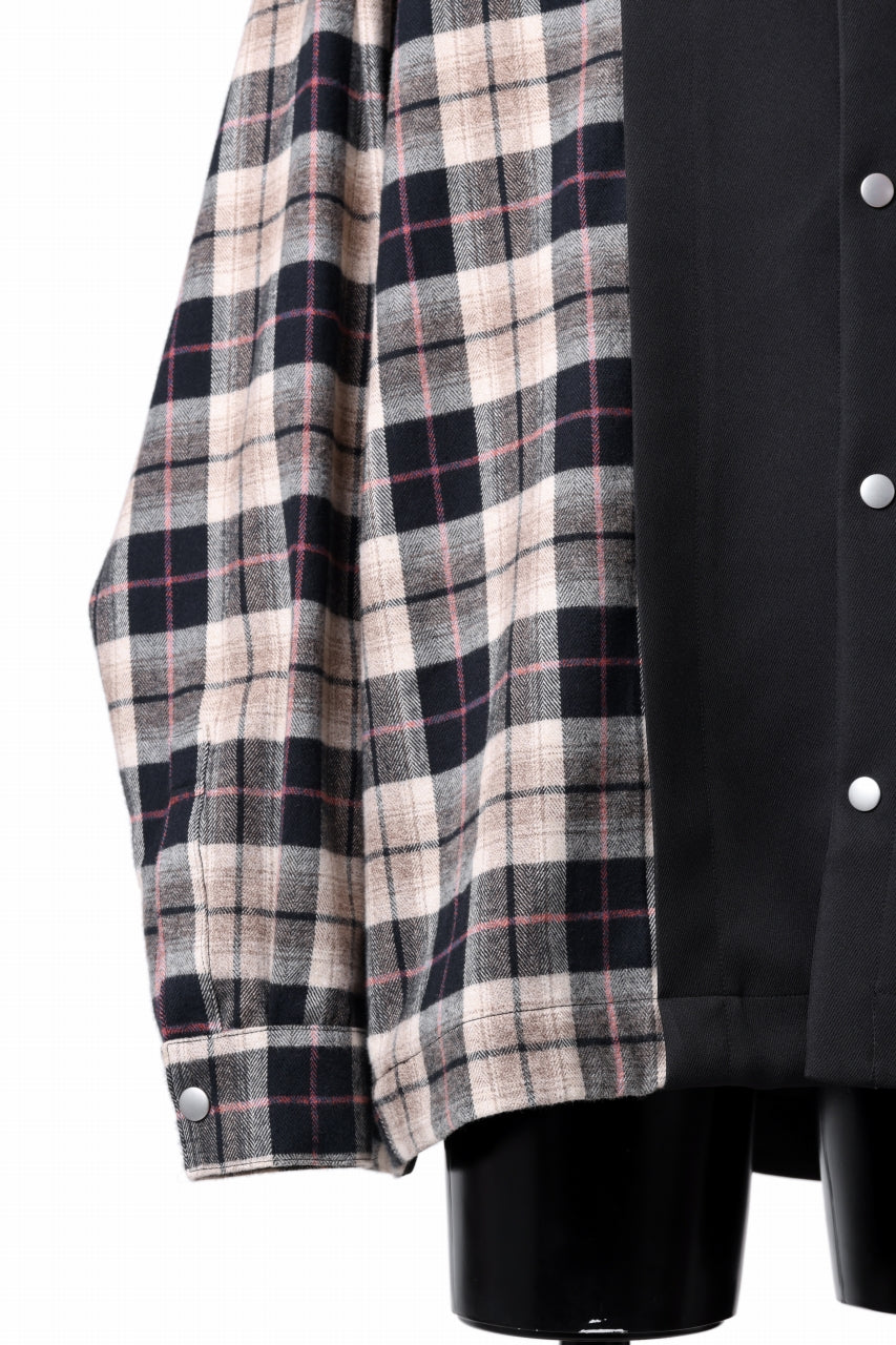 A.F ARTEFACT SNAPPED PANEL SWITCHING SHIRT (BLACK x KHAKI) - Image 9