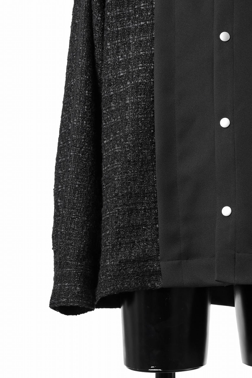 A.F ARTEFACT SNAPPED PANEL SWITCHING SHIRT / COMBI TWILL & TWEED (BLACK) - Image 8