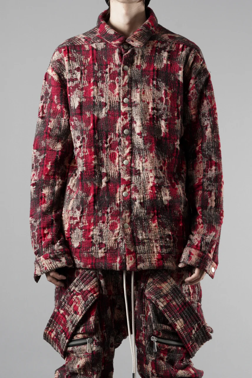 A.F ARTEFACT SNAPPED SHIRT / JACQUARD ABSTRACT PATTERN (RED) - Image 12