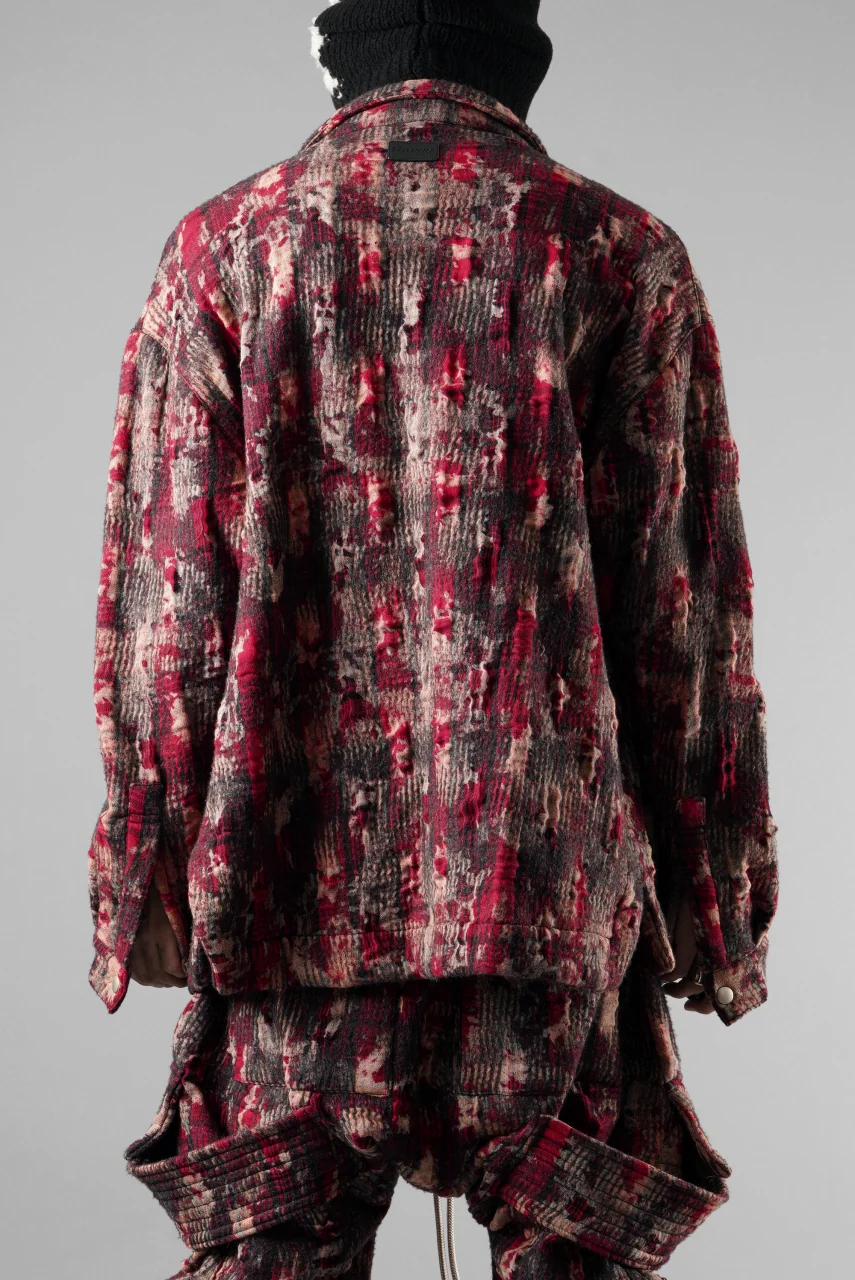 A.F ARTEFACT SNAPPED SHIRT / JACQUARD ABSTRACT PATTERN (RED) - Image 14