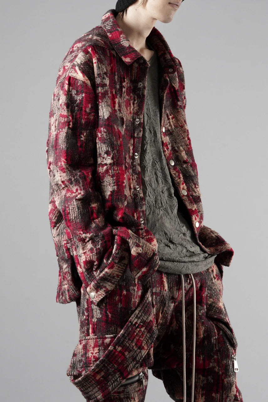 A.F ARTEFACT SNAPPED SHIRT / JACQUARD ABSTRACT PATTERN (RED) - Image 15