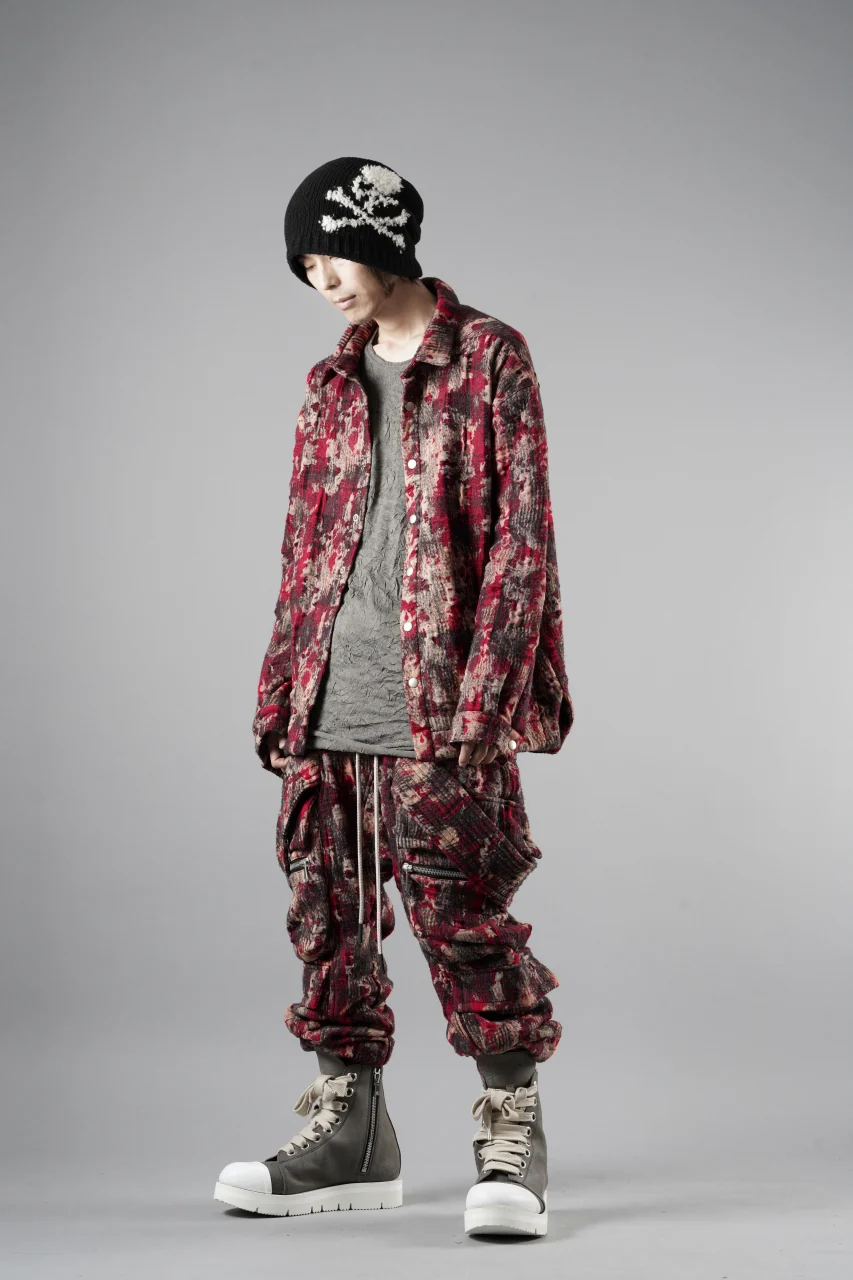 A.F ARTEFACT SNAPPED SHIRT / JACQUARD ABSTRACT PATTERN (RED) - Image 16