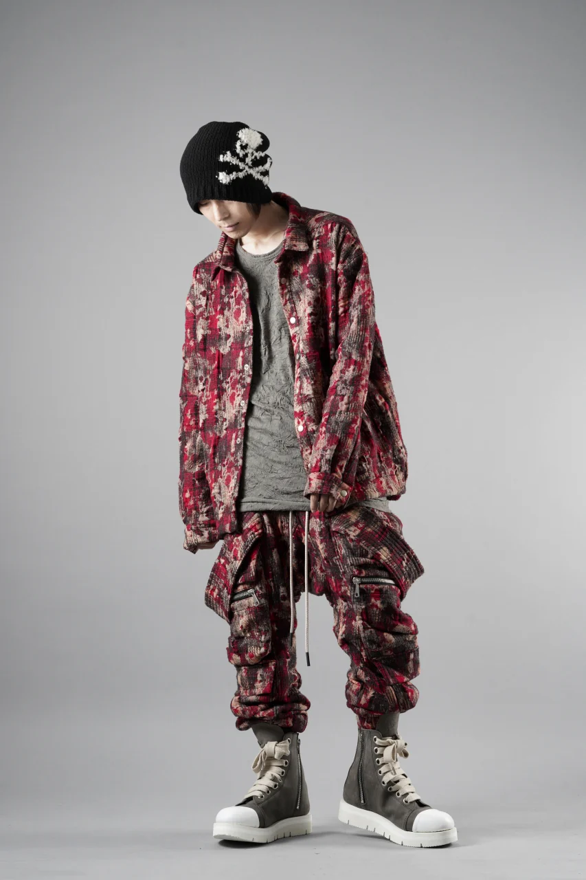 A.F ARTEFACT SNAPPED SHIRT / JACQUARD ABSTRACT PATTERN (RED) - Image 17