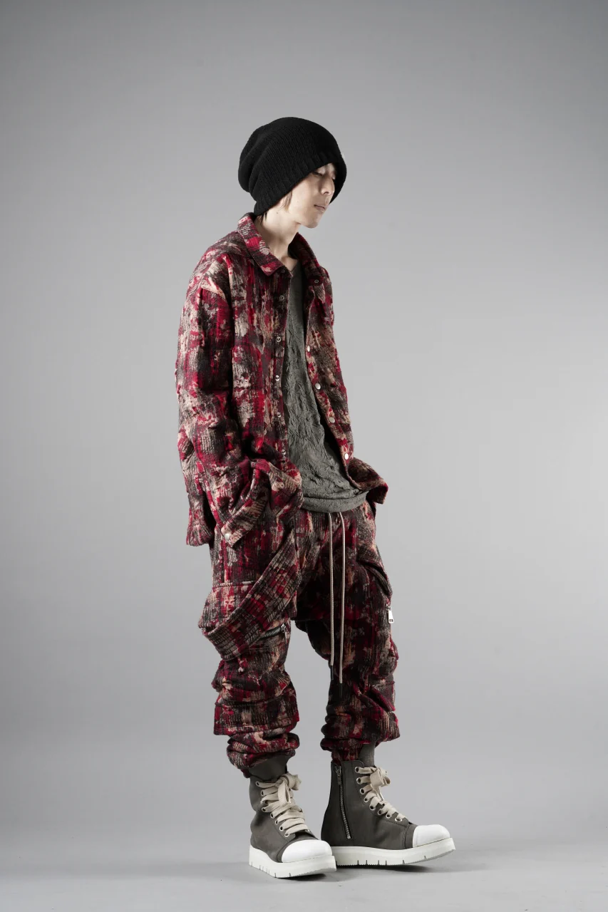 A.F ARTEFACT SNAPPED SHIRT / JACQUARD ABSTRACT PATTERN (RED) - Image 18