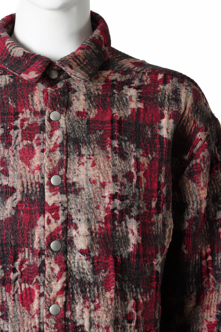 A.F ARTEFACT SNAPPED SHIRT / JACQUARD ABSTRACT PATTERN (RED) - Image 3