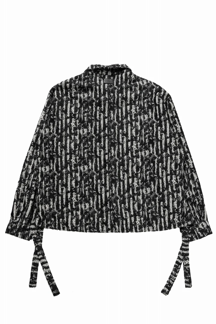 A.F ARTEFACT SNAPPED SHIRT WITH HEM BAND / JACGUARD BLURRED STRIPE (BLACK x WHITE) - Image 2