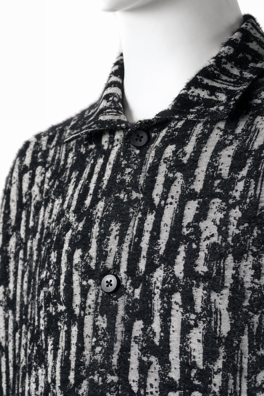 A.F ARTEFACT SNAPPED SHIRT WITH HEM BAND / JACGUARD BLURRED STRIPE (BLACK x WHITE) - Image 9