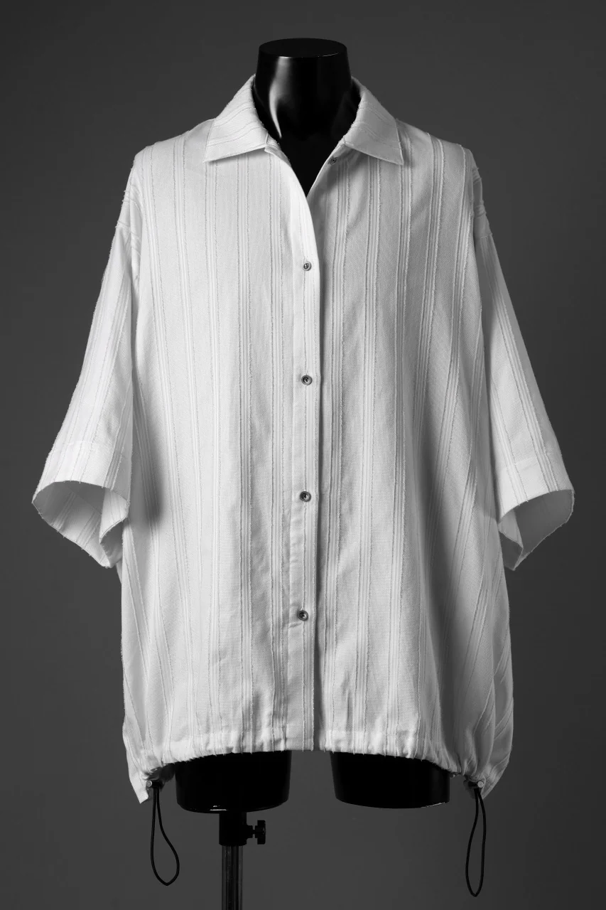 A.F ARTEFACT SQUEEZING HALF SLEEVE SHIRT / FRINGE STRIPE COTTON (IVORY) - Image 2