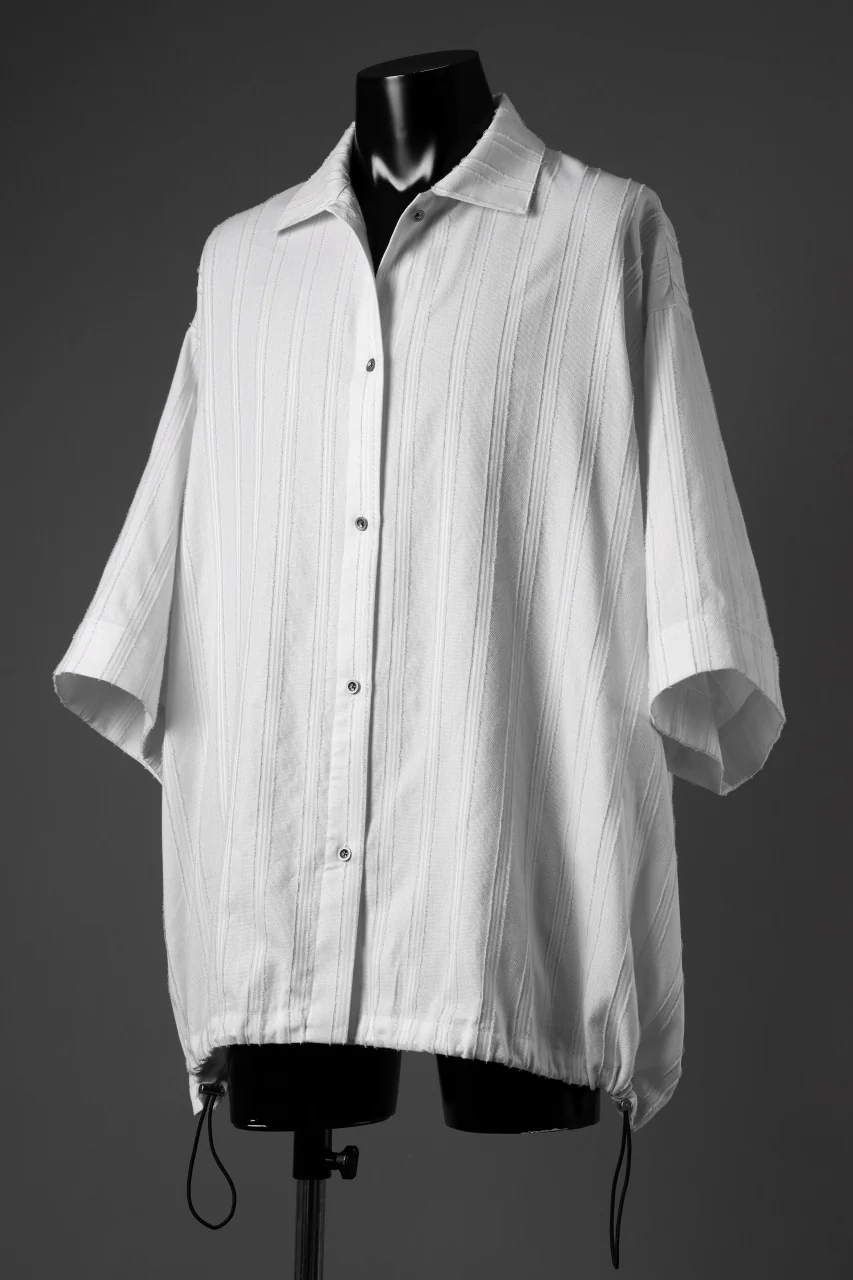 A.F ARTEFACT SQUEEZING HALF SLEEVE SHIRT / FRINGE STRIPE COTTON (IVORY) - Image 3
