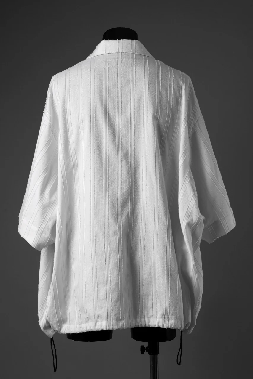 A.F ARTEFACT SQUEEZING HALF SLEEVE SHIRT / FRINGE STRIPE COTTON (IVORY) - Image 5