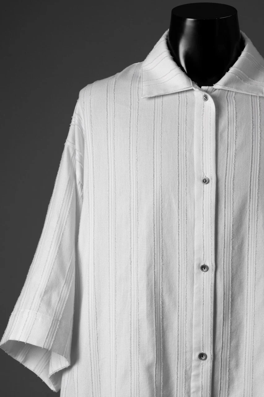 A.F ARTEFACT SQUEEZING HALF SLEEVE SHIRT / FRINGE STRIPE COTTON (IVORY) - Image 6