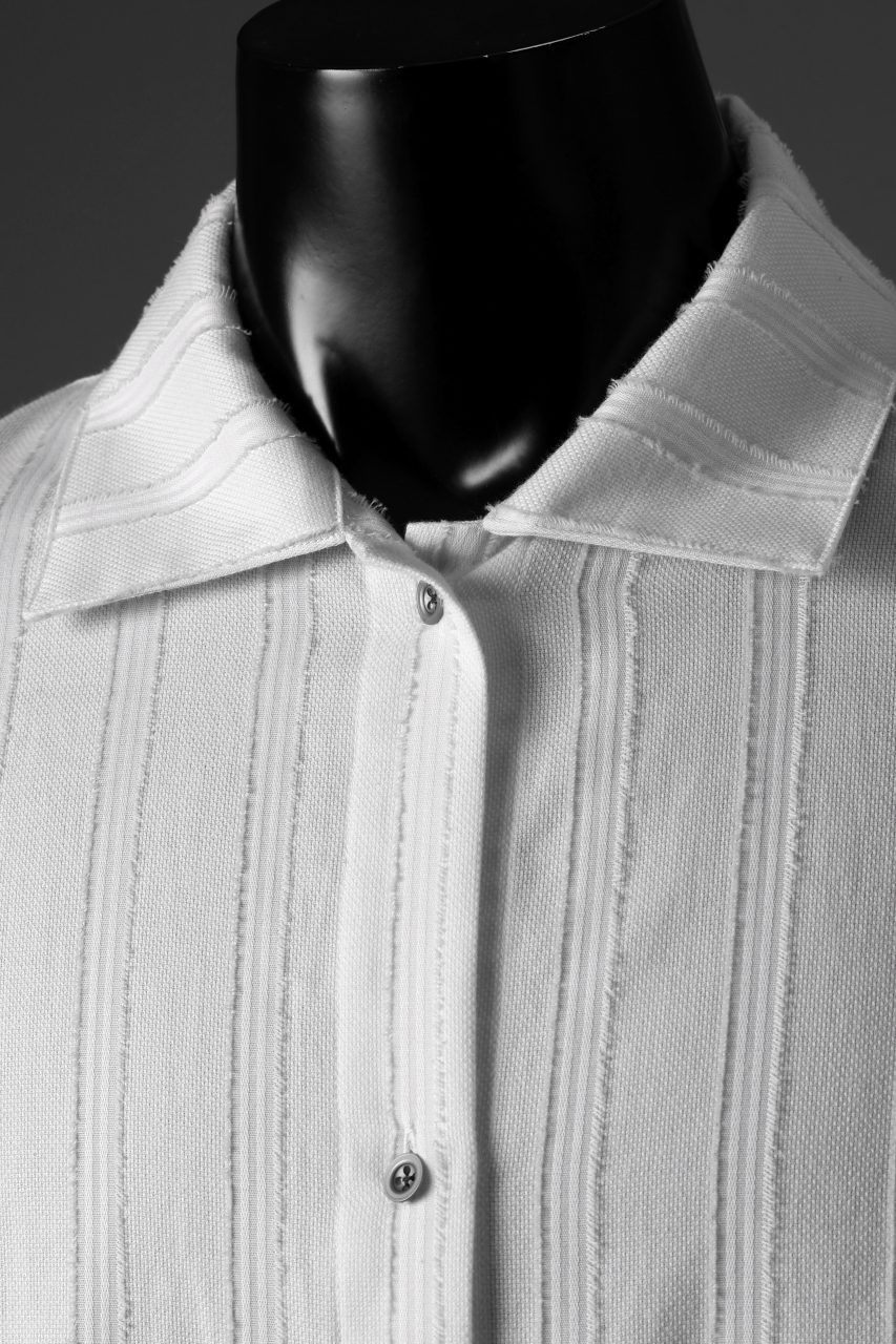 A.F ARTEFACT SQUEEZING HALF SLEEVE SHIRT / FRINGE STRIPE COTTON (IVORY) - Image 8