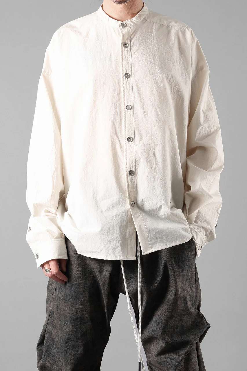 A.F ARTEFACT STAND COLLAR SHIRT / SOFT POPLIN (CREAM) - Image 4
