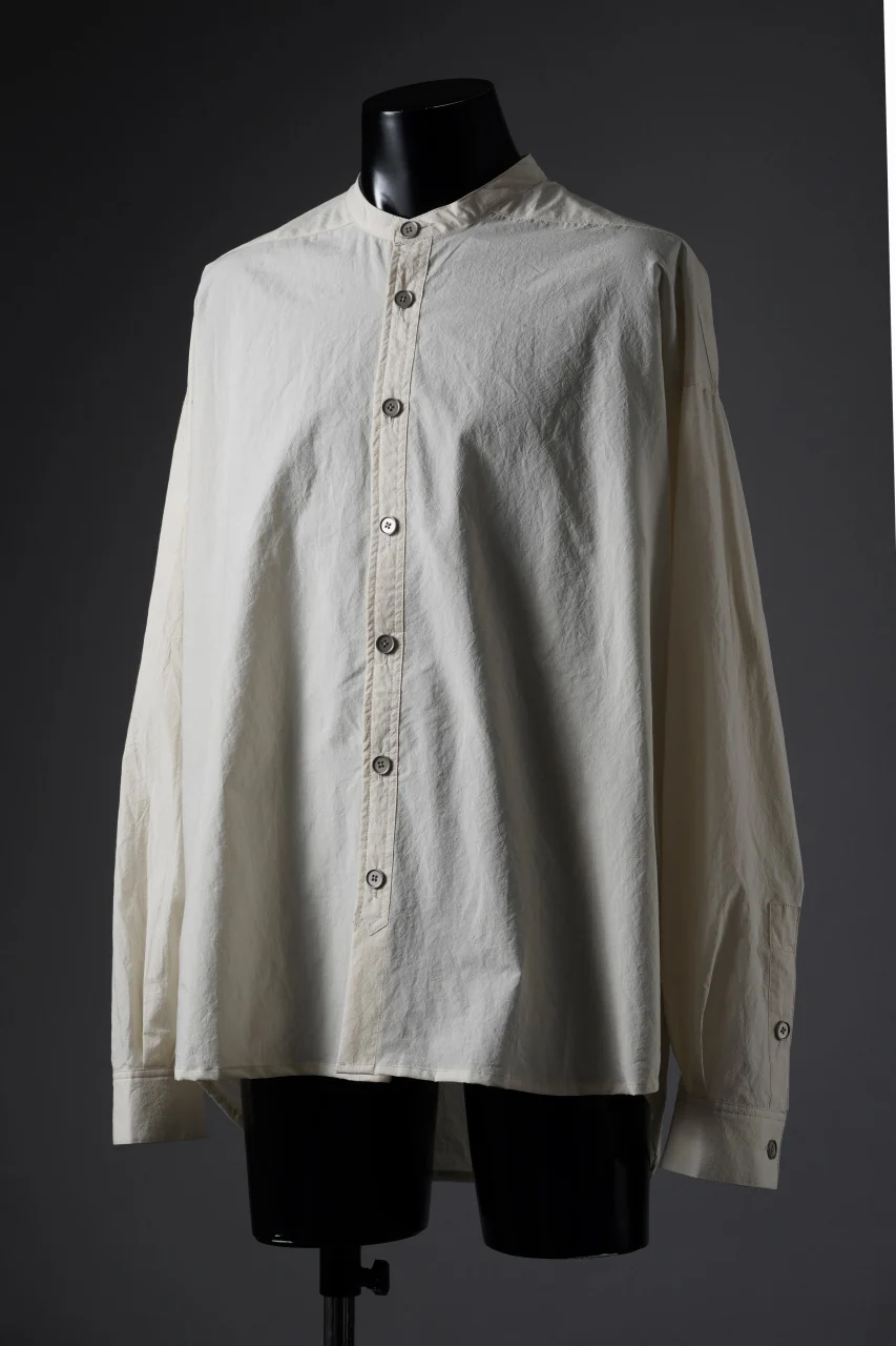 A.F ARTEFACT STAND COLLAR SHIRT / SOFT POPLIN (CREAM) - Image 5