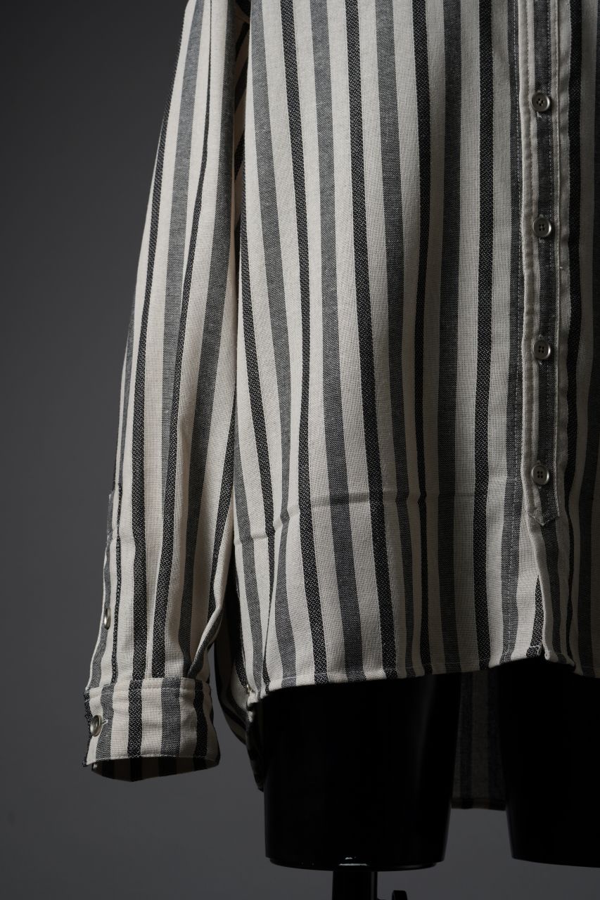 A.F ARTEFACT STAND COLLAR SHIRT / VERTICAL STRIPE (CREAM x LIGHT GREY) - Image 7