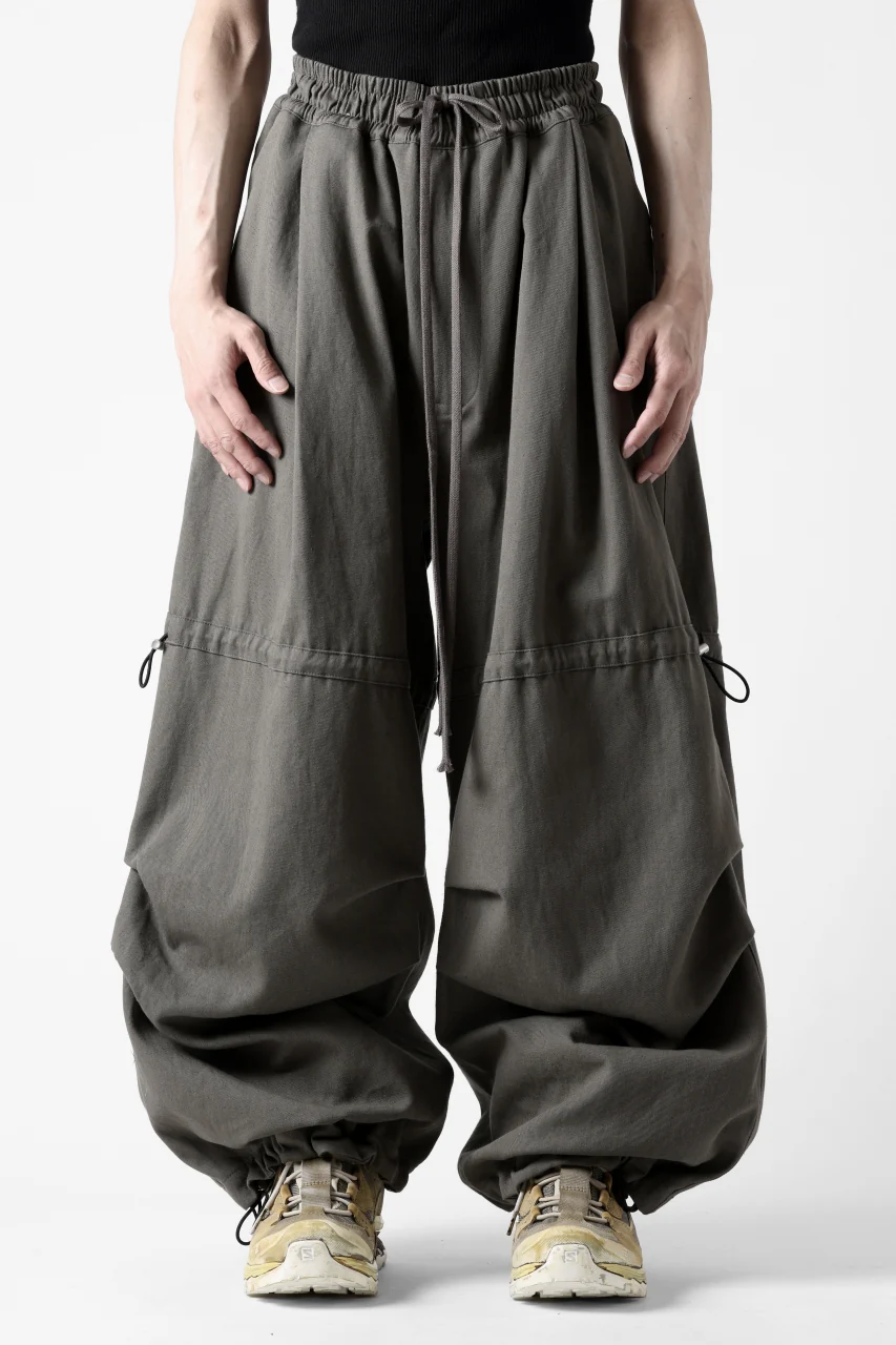 A.F ARTEFACT STRING-SQUEEZING WIDE PANTS / COTTON LINEN TWILL (KHAKI) - Image 3