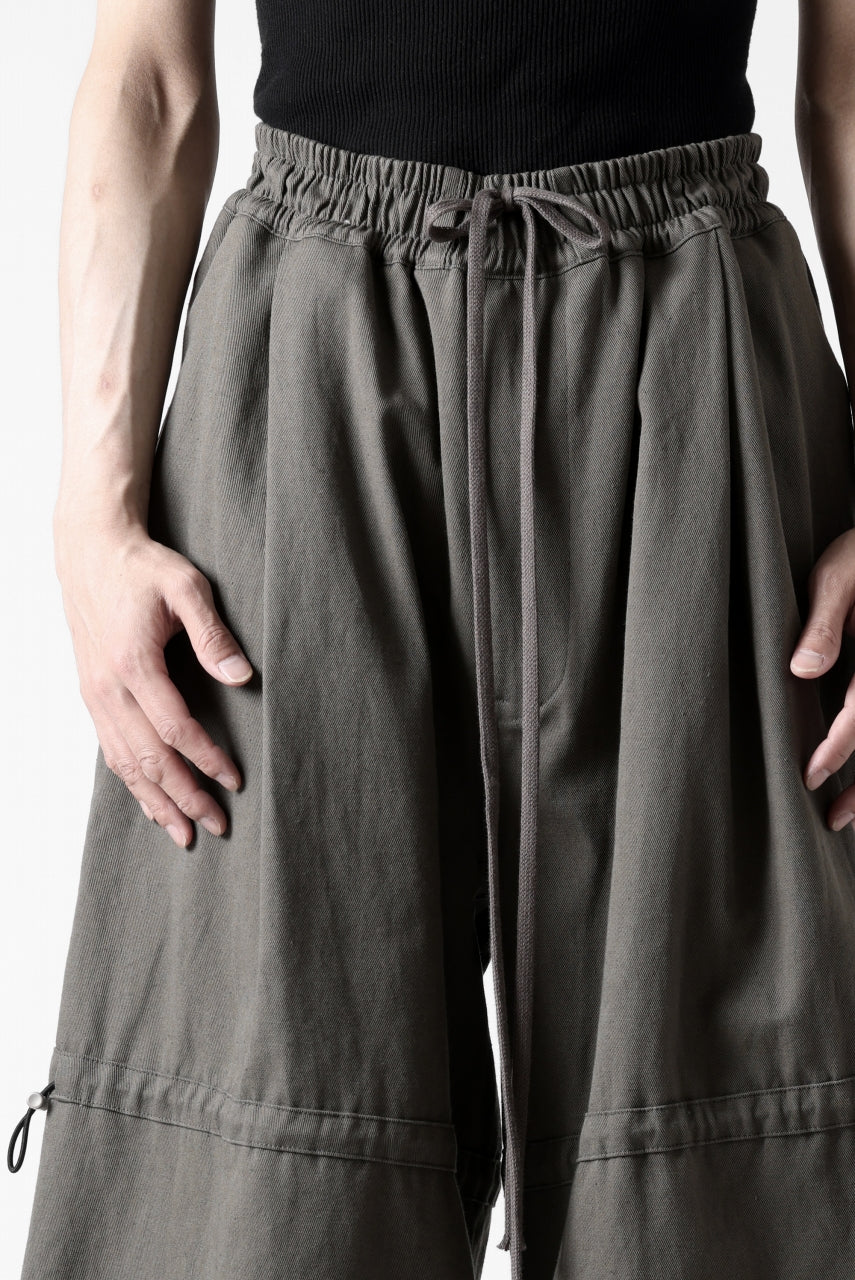 A.F ARTEFACT STRING-SQUEEZING WIDE PANTS / COTTON LINEN TWILL (KHAKI) - Image 32