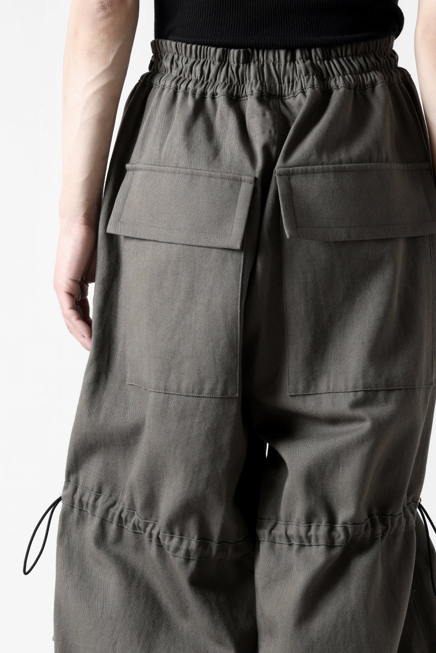 A.F ARTEFACT STRING-SQUEEZING WIDE PANTS / COTTON LINEN TWILL (KHAKI) - Image 33