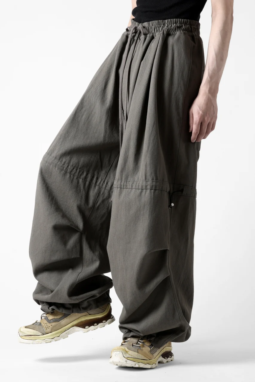 A.F ARTEFACT STRING-SQUEEZING WIDE PANTS / COTTON LINEN TWILL (KHAKI) - Image 4