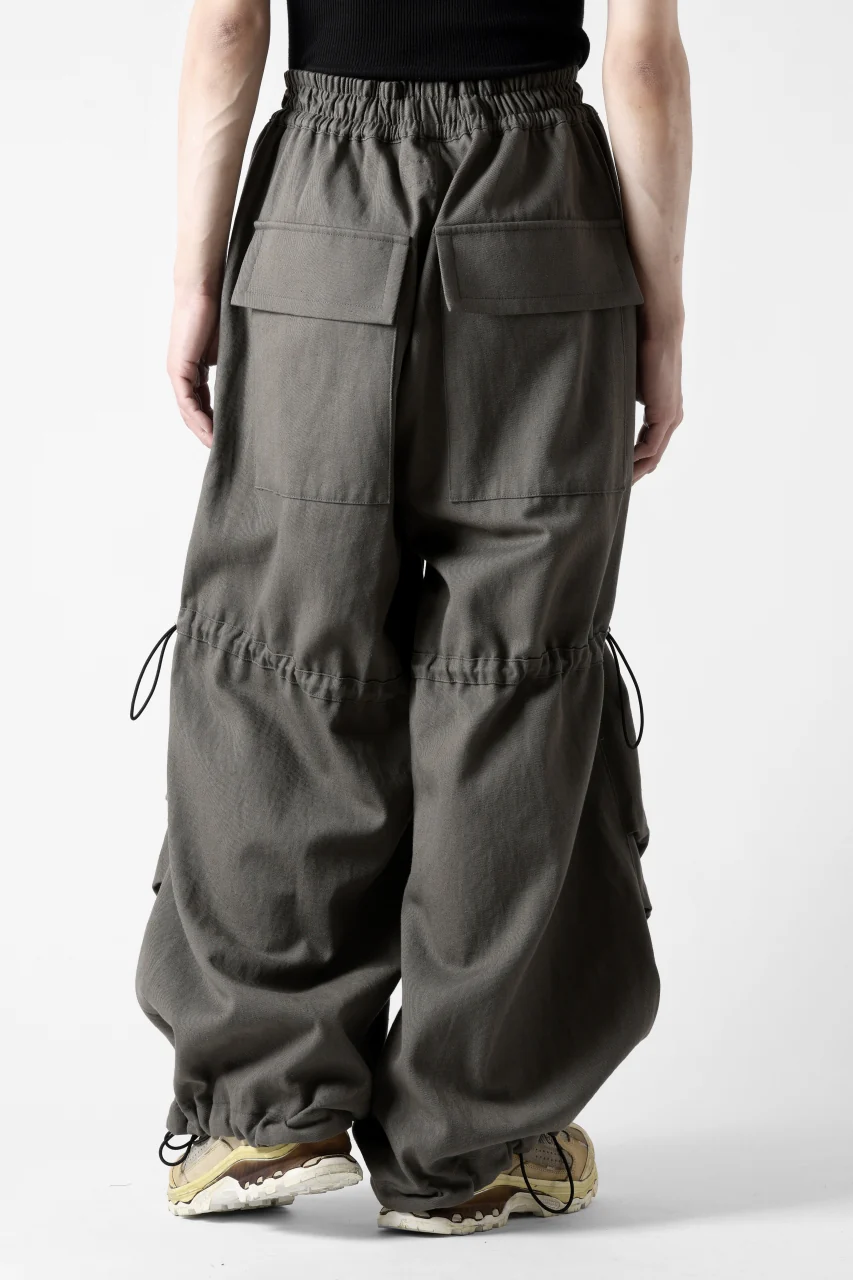 A.F ARTEFACT STRING-SQUEEZING WIDE PANTS / COTTON LINEN TWILL (KHAKI) - Image 5