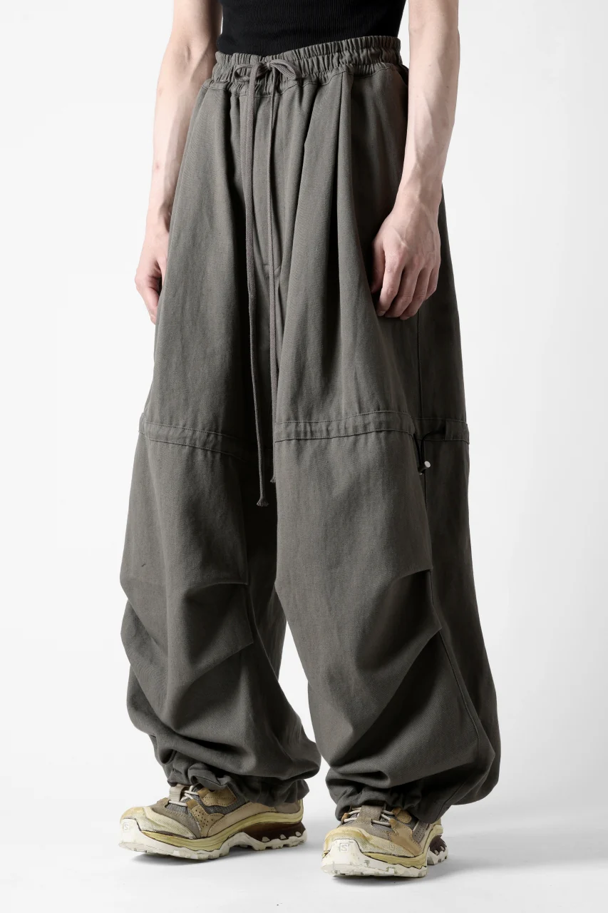 A.F ARTEFACT STRING-SQUEEZING WIDE PANTS / COTTON LINEN TWILL (KHAKI) - Image 6