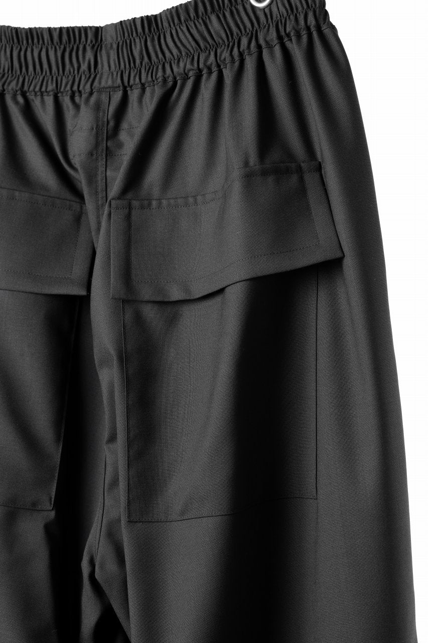 A.F ARTEFACT STRING-SQUEEZING WIDE PANTS / TROPICAL WOOL (BLACK) - Image 12