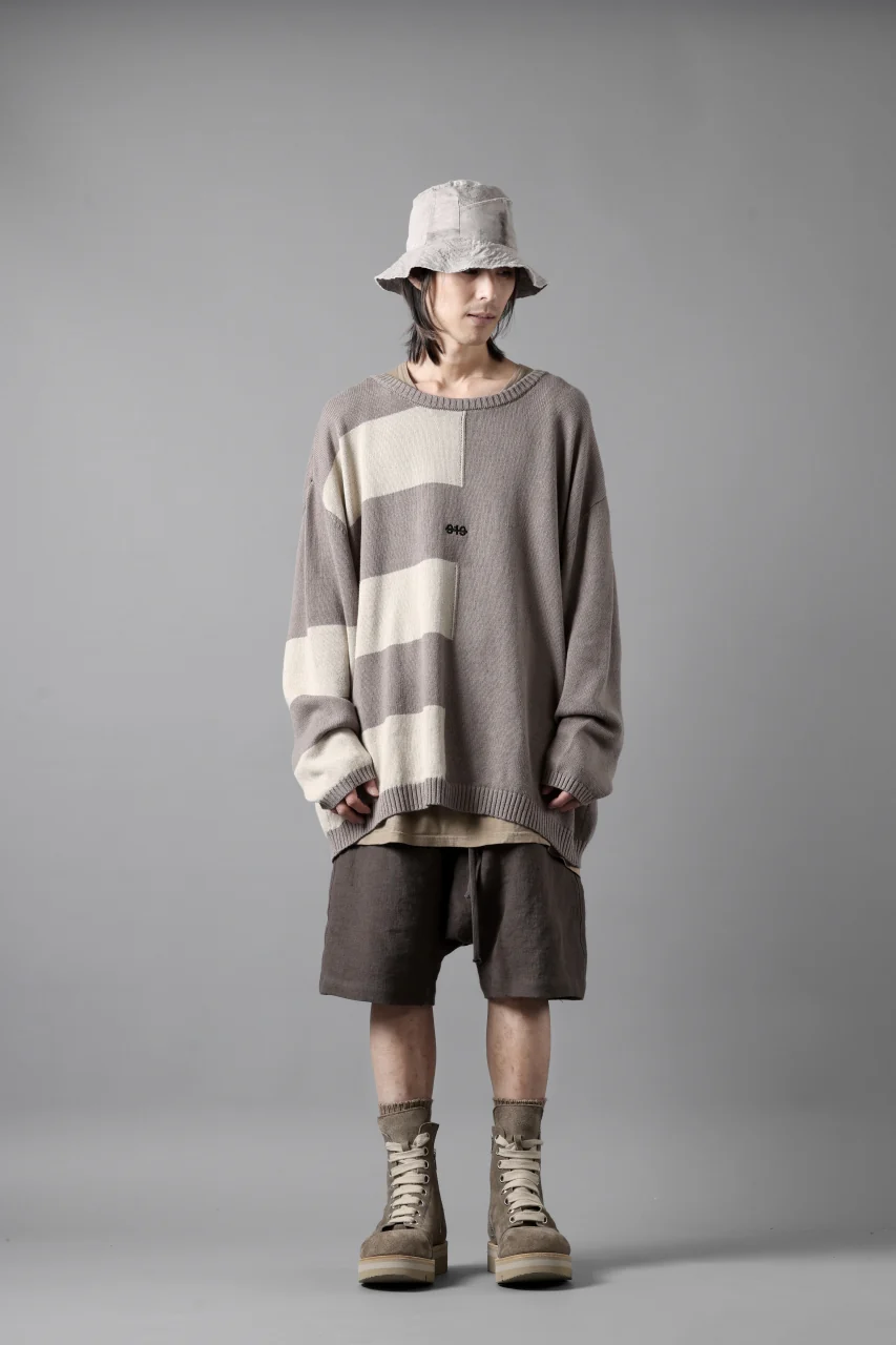 A.F ARTEFACT STRIPES COMBI SUMMER KNIT TOPS / COTTON LINEN (GREY x IVORY) - Image 13
